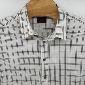 UNTUCKit Mens XX Large White Blue Plaid Button Down Shirt Long Sleeve